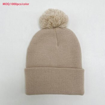 Manufacturer Knit Pom Winter Warm Hat Skull Cap Custom Adult Womens Men Acrylic Blank Knitted Beanies Hat with Pom Pom